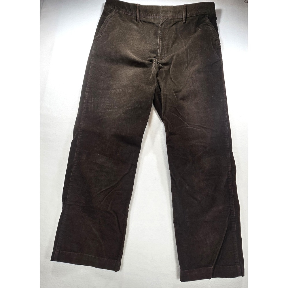 Mens Corduroy Pants Brown Straight Leg Cotton Blend 40x32 Repreve Eco Friendly